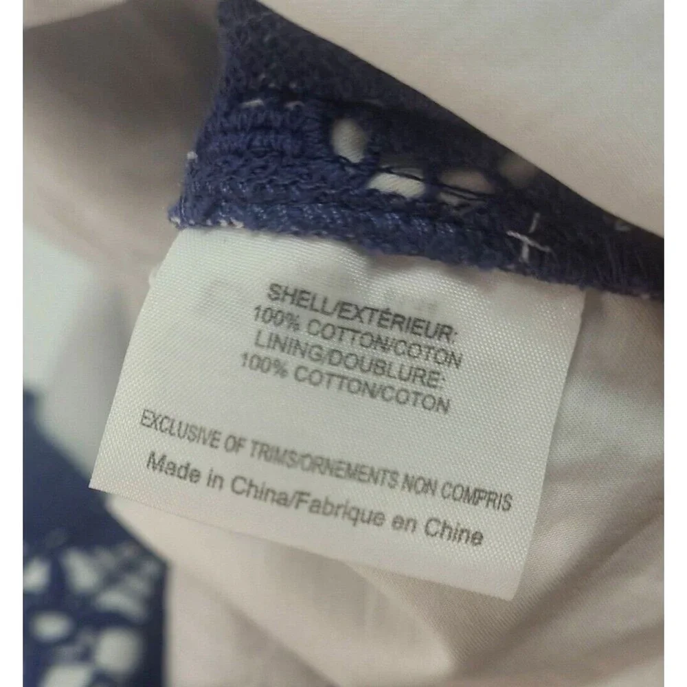 Tory Burch Babydoll Y2K Lace 6 Margaux Navy White Cotton Eyelet Dress‎ Preppy
